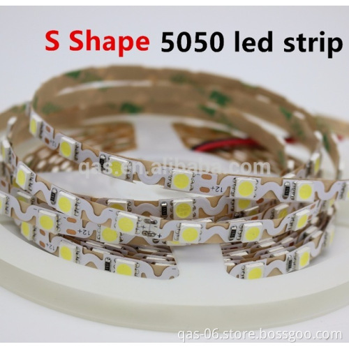 12mm PCB S shape type 5050 white color LED Flexible strip bendable 210leds Non waterproof DC12V